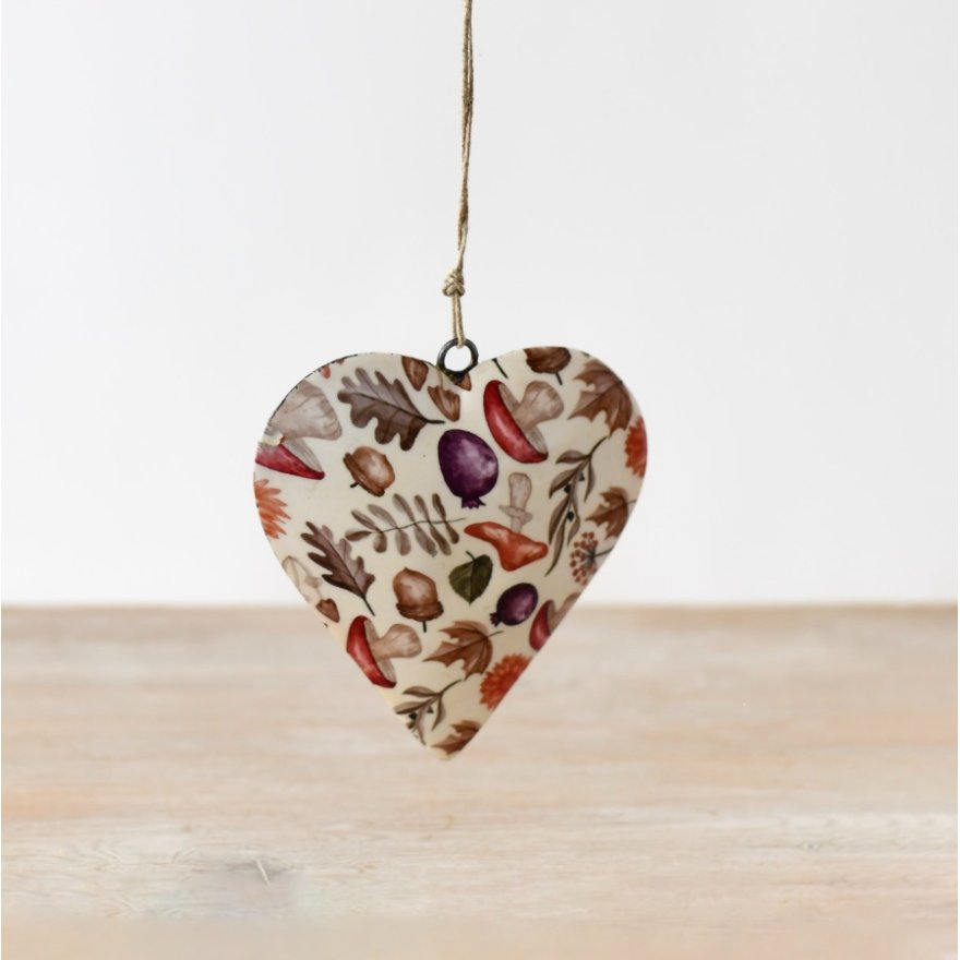 Hanging Heart W/ Autumnal Print 10cm