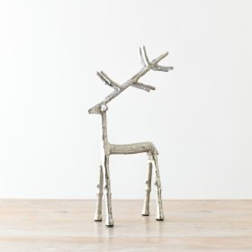 An enchanting silver reindeer ornament with a rustic finish