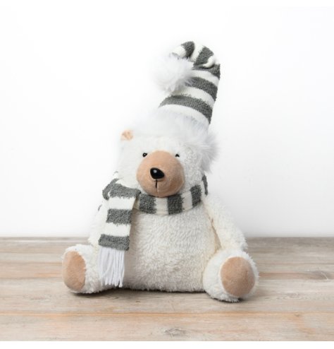 Polar Bear Decoration W/ Scarf, 38cm