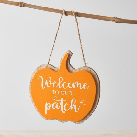 Orange Welcome to our Patch Sign, 11cm