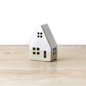 White Ceramic House LED w/ Raw Base