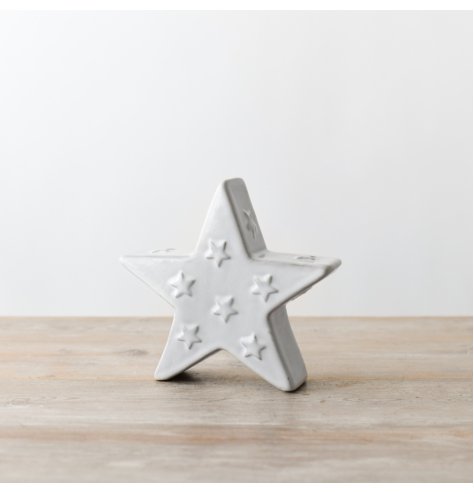 11cm White Reactive Glaze Star