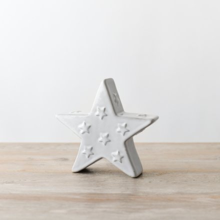 11cm White Reactive Glaze Star