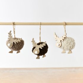 3/a Hanging Sherpa Reindeer, 11cm 