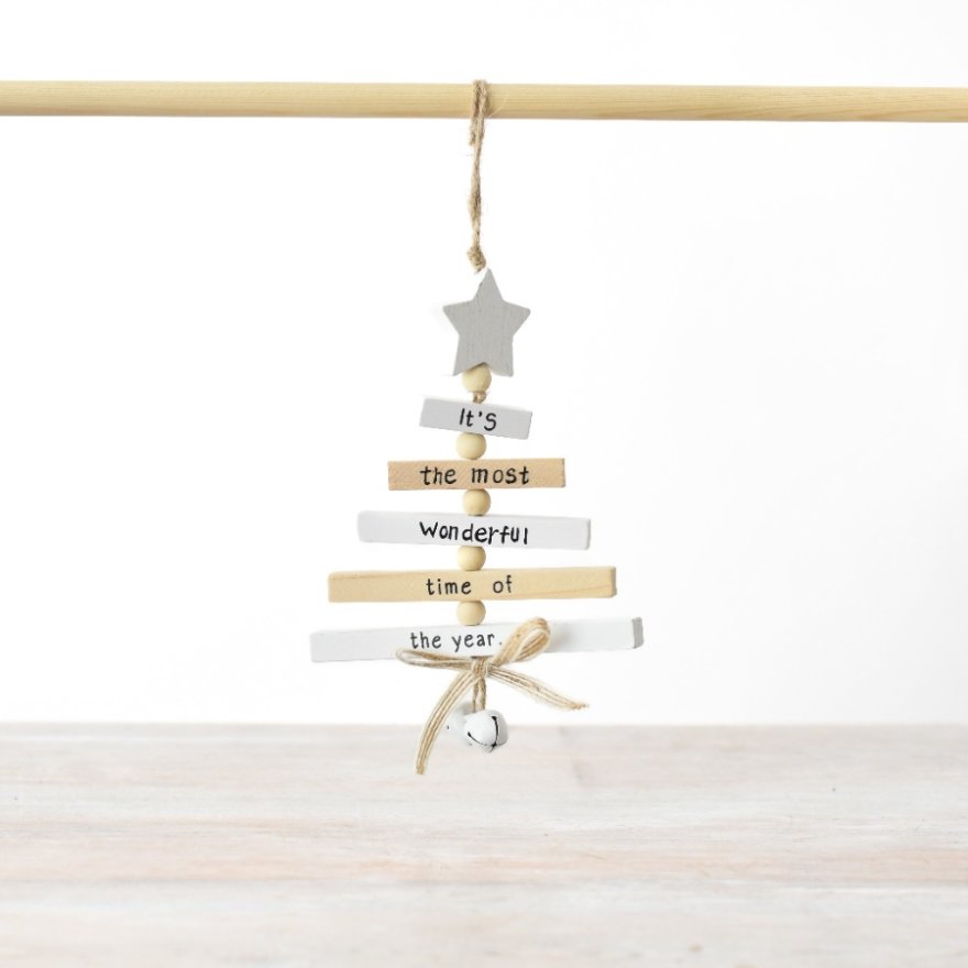 Wooden Tree Hanger w/ Festive Quote