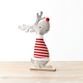 Reindeer w/ Red & White Jumper, 32cm 