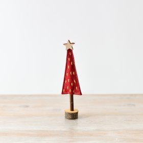 Small Red Felt Christmas Tree on Base, 20cm 