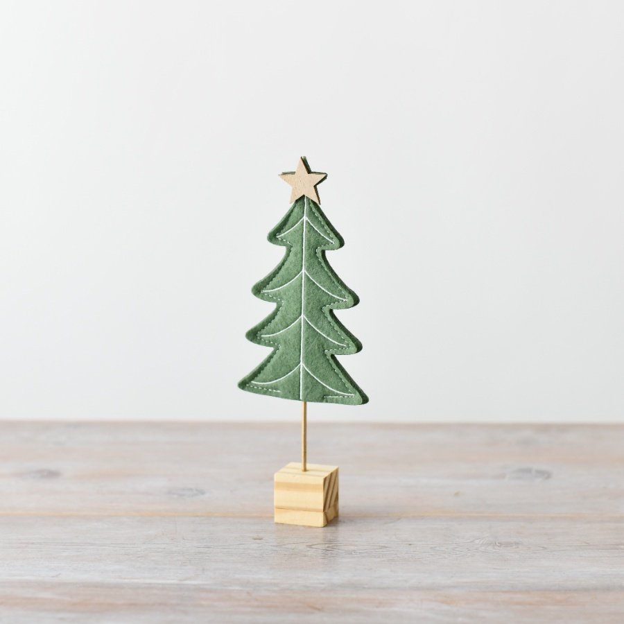Green Felt Christmas Tree w/ Base, 22cm
