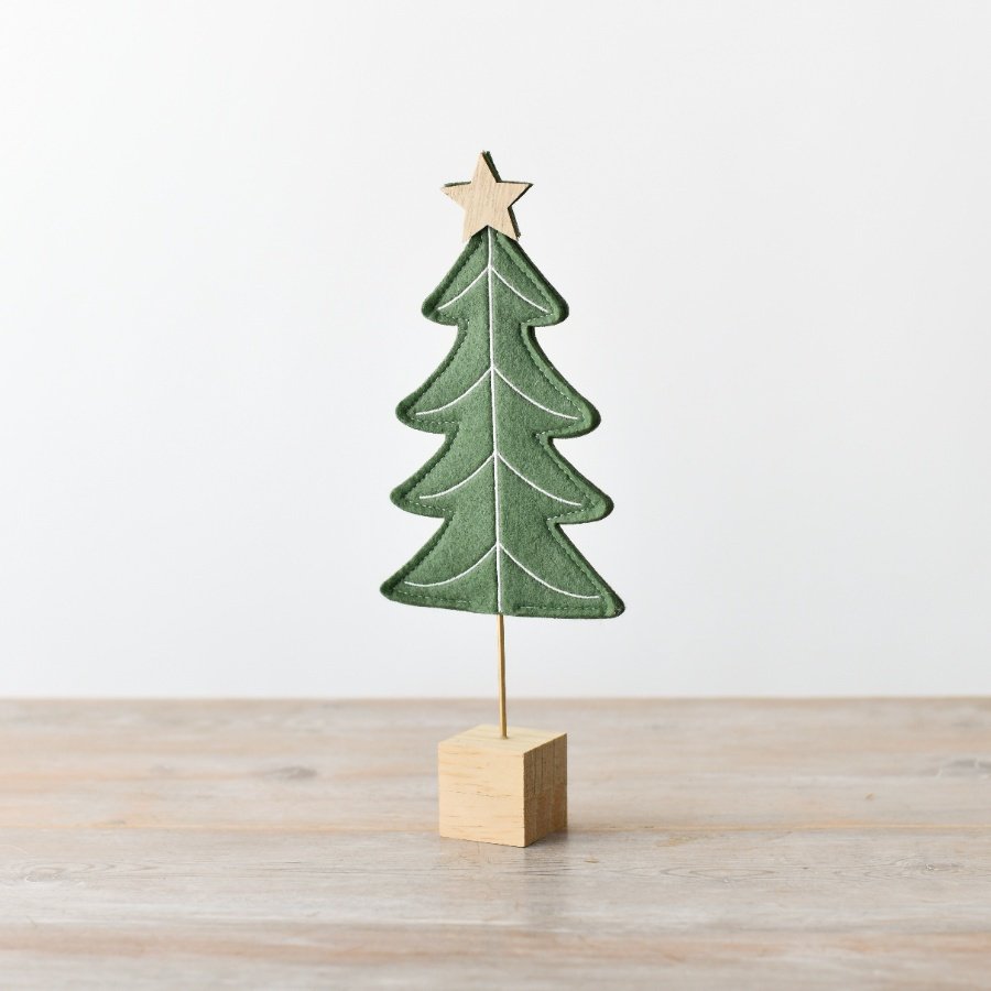 Green Felt Christmas Tree On Base, 29cm