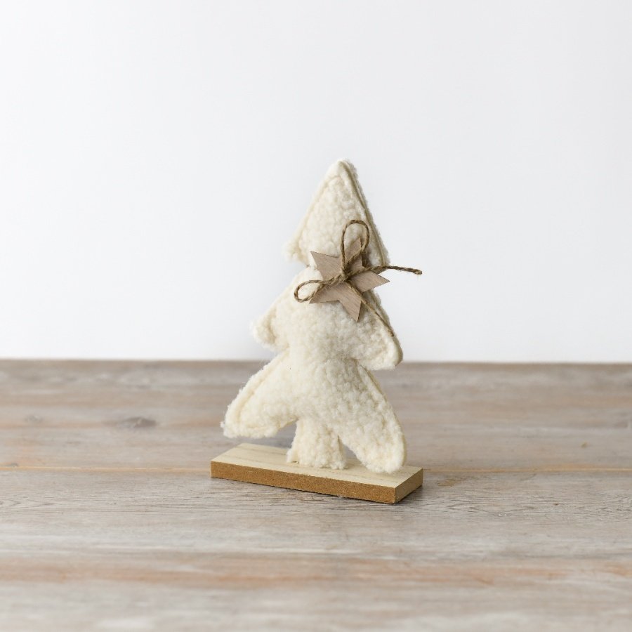 Sherpa Tree On Wood Base, 17cm