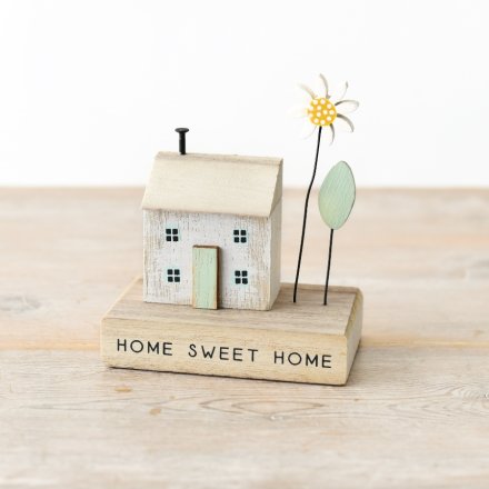 'Home Sweet Home' Wooden House w/ Sunflower