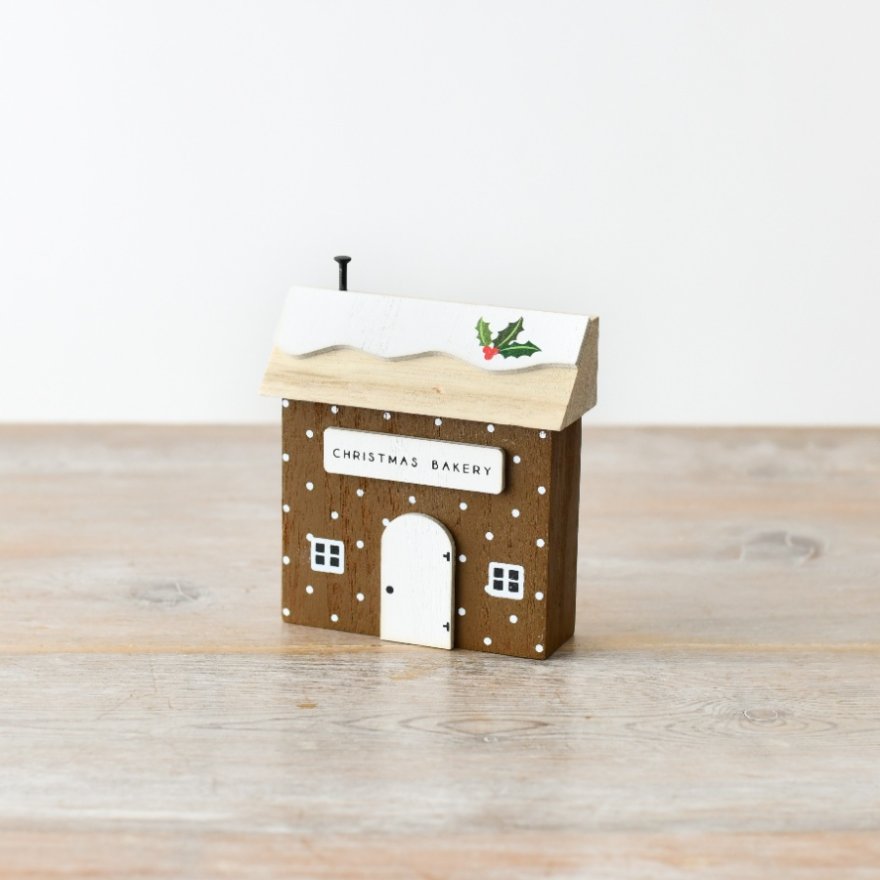 Christmas Bakery Wooden House Decoration, 12cm