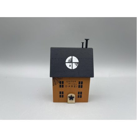 Orange and Black Wooden House, 13cm 