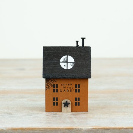 Orange and Black Wooden House, 13cm 