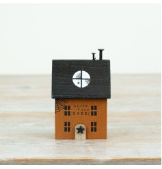 Turn your home into a Halloween haven with our Orange and Black Wooden House Block