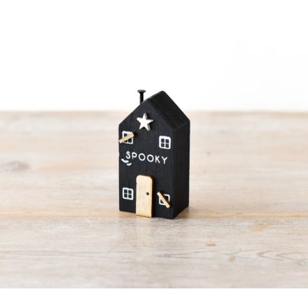 A must have miniature wooden house block with fantastic 3D details and a SPOOKY slogan. 