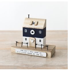 House By The Sea Wooden Block Ornament, 13cm