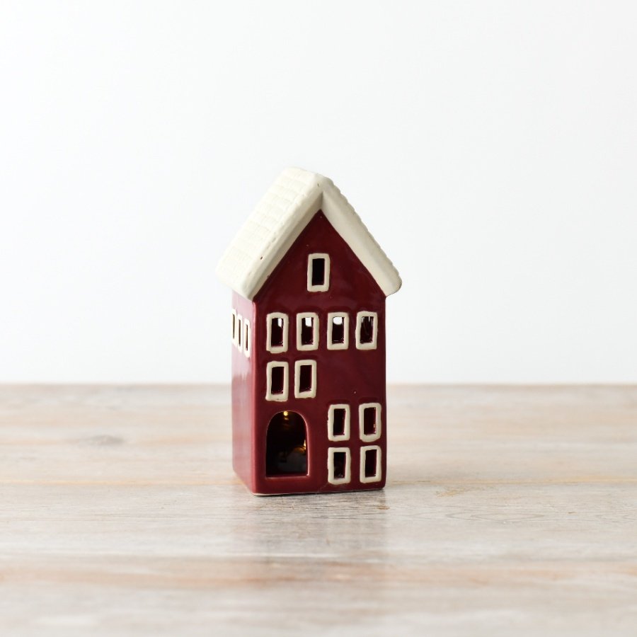 Ceramic Light Up Red House 15cm