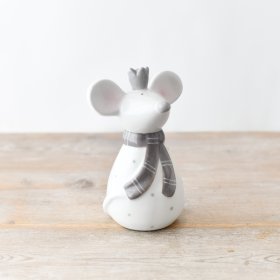 Introducing our sophisticated Ceramic Mouse, complete with a charming crown and fashionable scarf fit for a queen. 