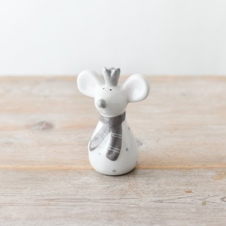 10cm Mouse Ornament w/ Crown and Scarf