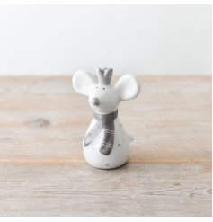 10cm Mouse Ornament w/ Crown and Scarf