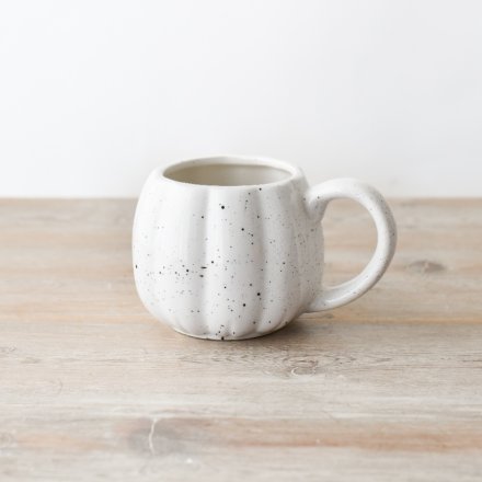 Speckled White Pumpkin Mug, 11cm