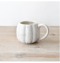 Speckled White Pumpkin Mug, 11cm