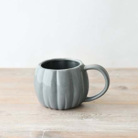 Ceramic Grey Pumpkin Mug, 14.5cm