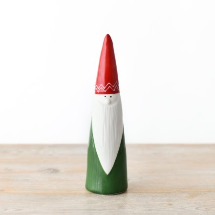 Tall Ceramic Red and Green Santa 20cm