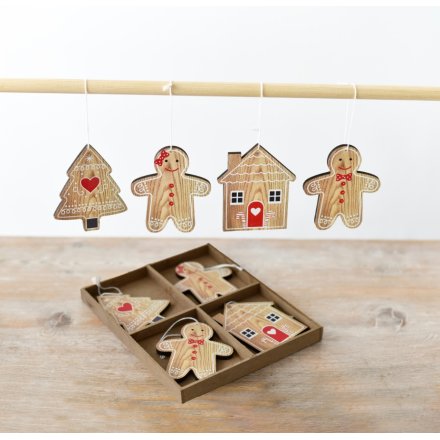 Enhance your holiday decor with our charming Wooden Gingerbread Person and House hanging ornament