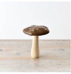 Wooden Mushroom w/ Gold Spots 15cm