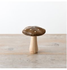 Wooden Mushroom w/ Gold Spots 12cm