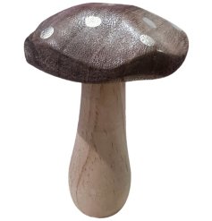 Wooden Brown Mushroom, 12cm