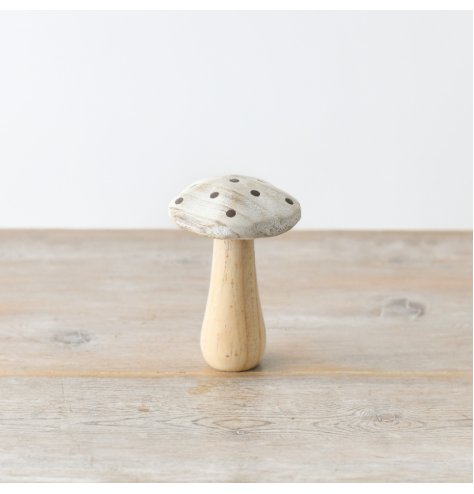 Elevate your decor with our delightful Whitewash Wooden Mushroom 