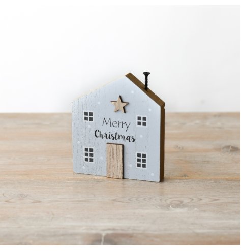 Merry Christmas Block House Deco, 11cm