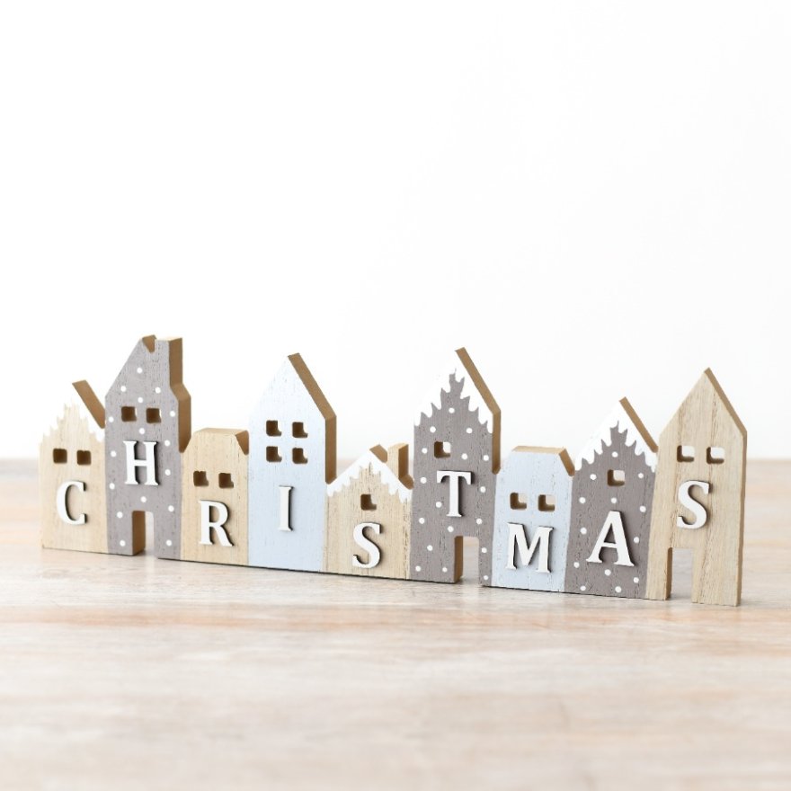  Christmas House Blocks Sign, 40cm