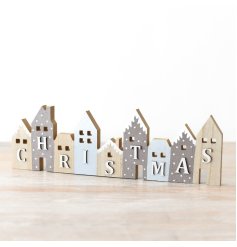 A charming wooden Christmas sign decoration.