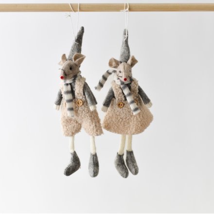 2/A Boy & Girl Mice Hangers 17cm