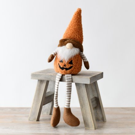 Sitting Fabric Santa with Pumpkin Face and Legs