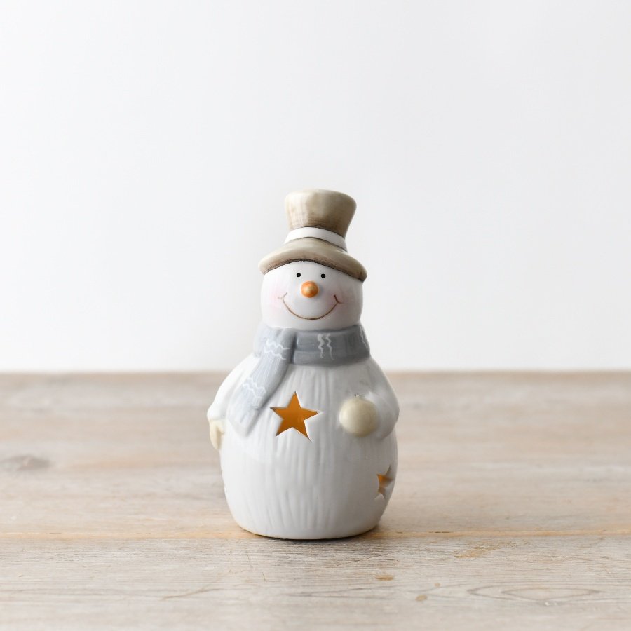 LED Ceramic Snowman 13cm