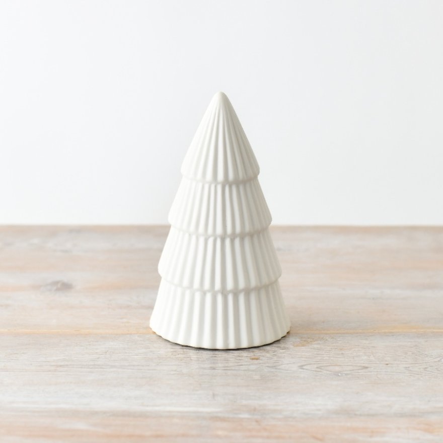 Ridged White Tree Ornament, 16.8cm