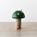Enchant your holiday decor with our delightful Wooden Green Mushroom House, inspired by the enchanting woodland.