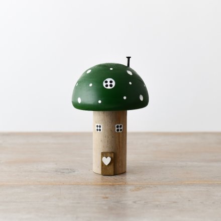 Dark Green Wooden Mushroom House 