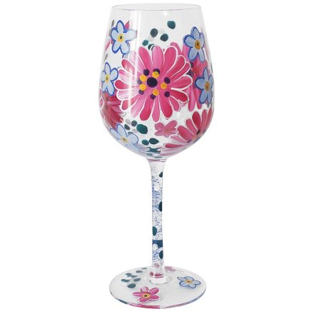 Pink Gerbera Wine Glass