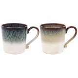 Stunning reactive glaze mugs with curvaceous handles in a set of 2, perfect for adding a touch of style to your morning 