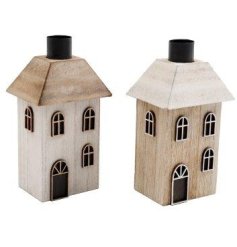 Wooden House Candle Holder