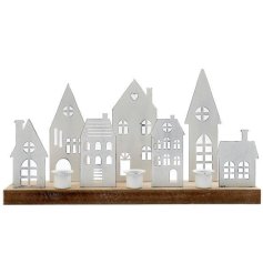 Metal Houses Candle Holder 35cm
