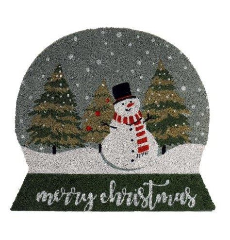 A  snowman coir doormat with "Merry Christmas " message, perfect for the festive season!