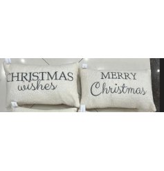 2/A White Boucle Christmas Cushion, 50cm