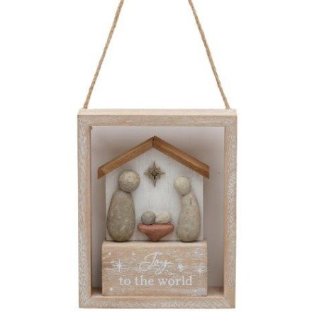 15cm Pebble Nativity Plaque